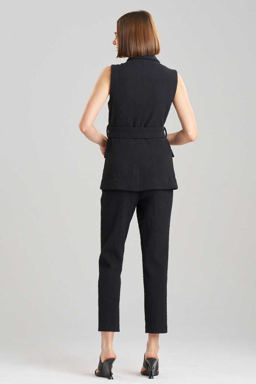NATORI Buy Stretch Texture Jacquard Sleeveless Jacket in Black Online