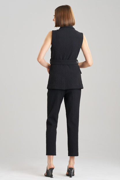 NATORI Buy Stretch Texture Jacquard Sleeveless Jacket in Black Online