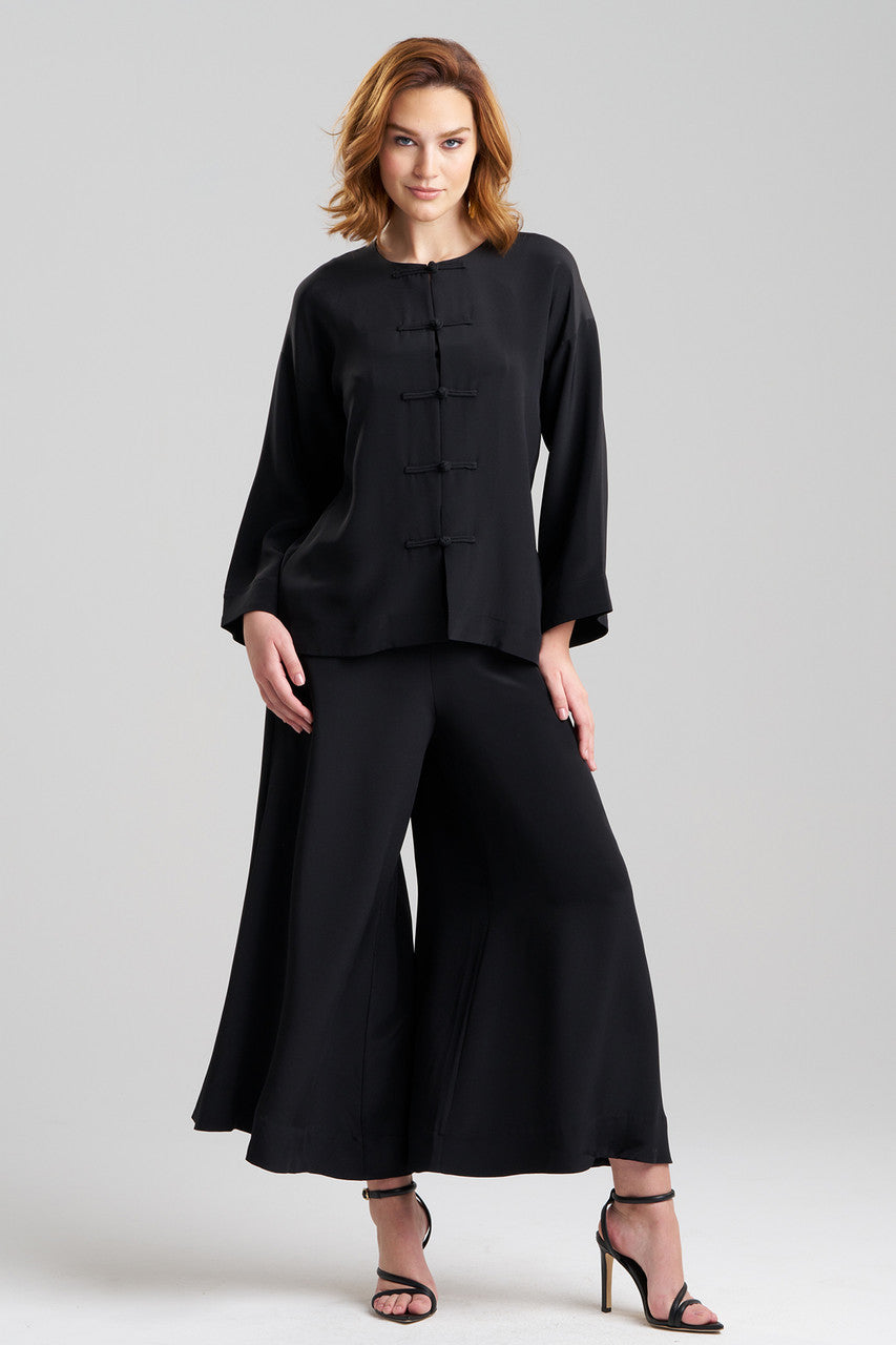 NATORI Buy Couture Silk Crepe Mandarin Jacket in Black Online