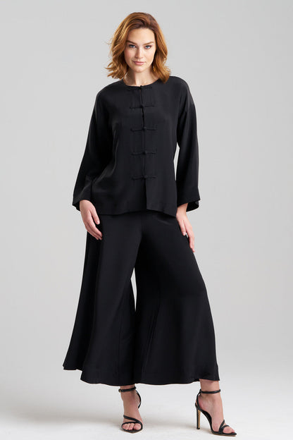 NATORI Buy Couture Silk Crepe Mandarin Jacket in Black Online