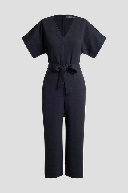 NATORI Textured Knit Crepe V-Neck Jumpsuit