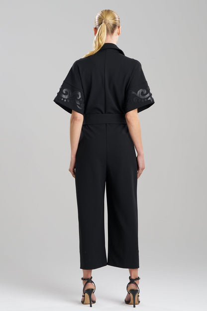 NATORI Knit Crepe Embellished Jumpsuit