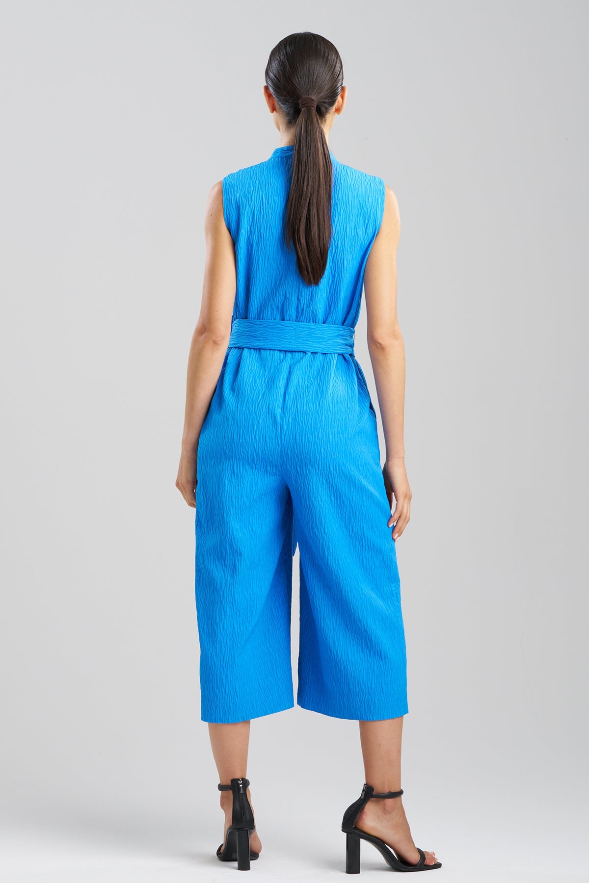 NATORI Textured Jacquard Mandarin Jumpsuit