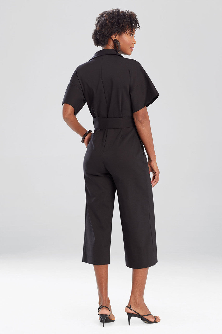 NATORI Buy Stretch Cotton Blend Crop Jumpsuit in Black Online