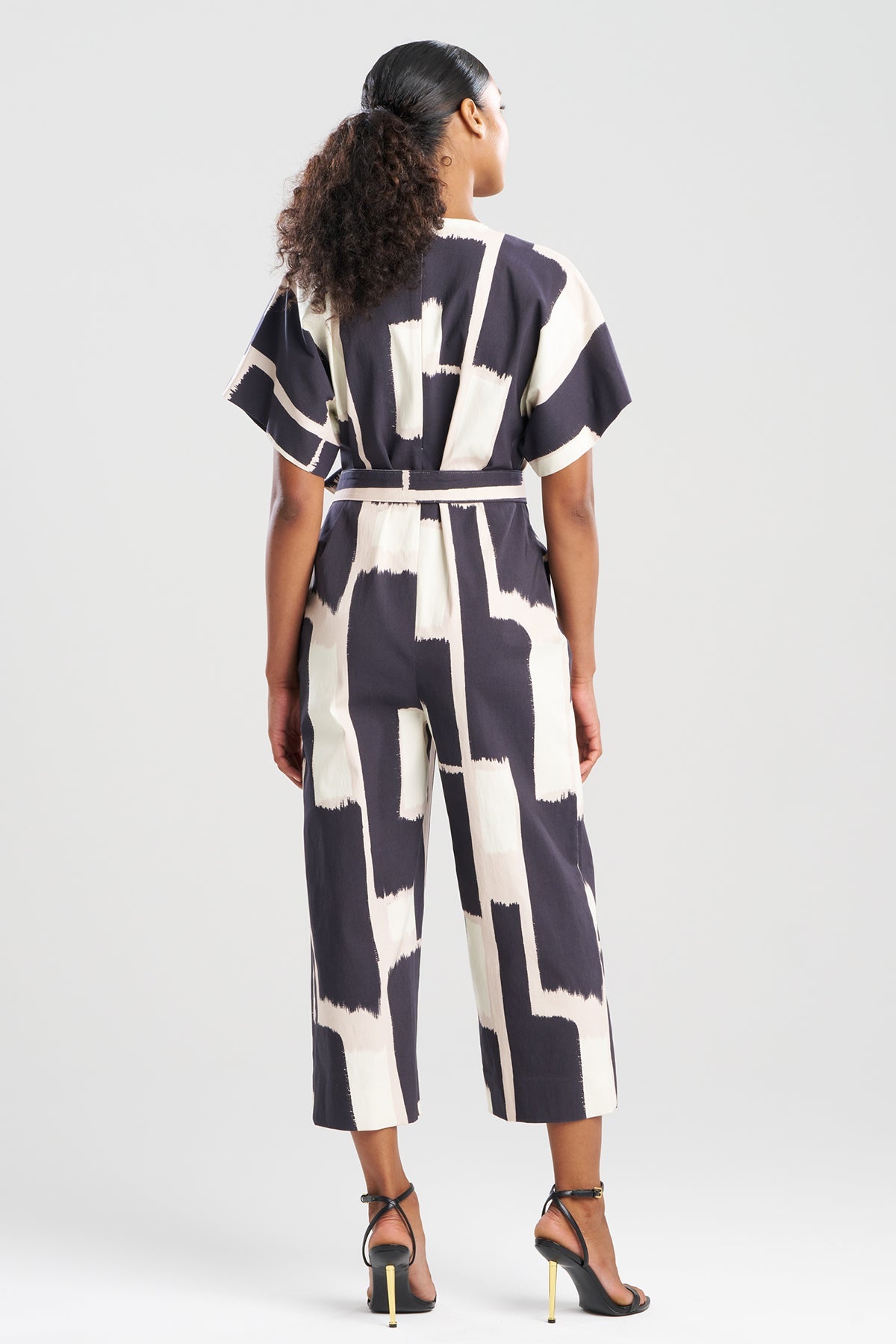 NATORI Painted Block Woven V-Neck Jumpsuit