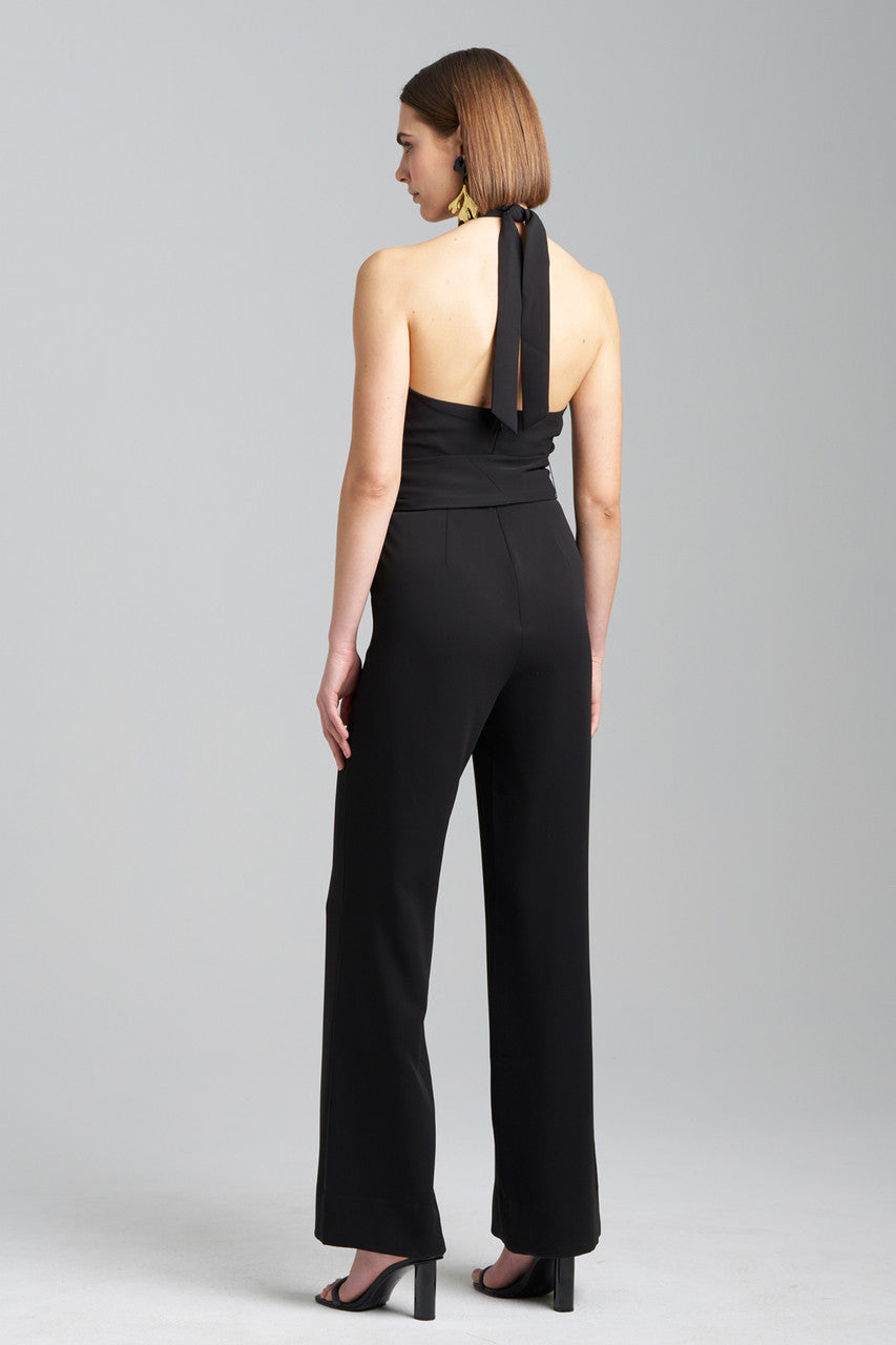 NATORI Buy Solid Crepe Halter Jumpsuit in Black Online