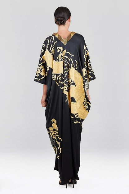 NATORI Buy Couture Embroidered Dragon Caftan in Black Online
