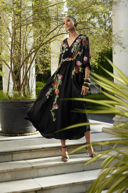 NATORI Buy Couture Shinjo Embroidered Caftan in Black Online