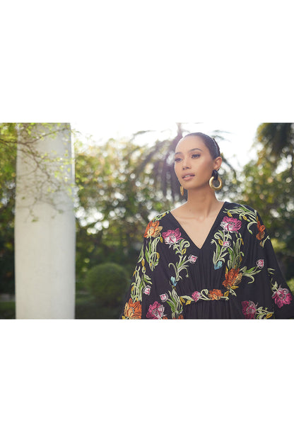 NATORI Buy Couture Shinjo Embroidered Caftan in Black Online