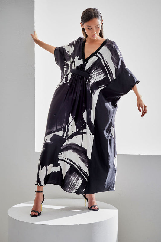 NATORI Shodo Beaded Silk Caftan