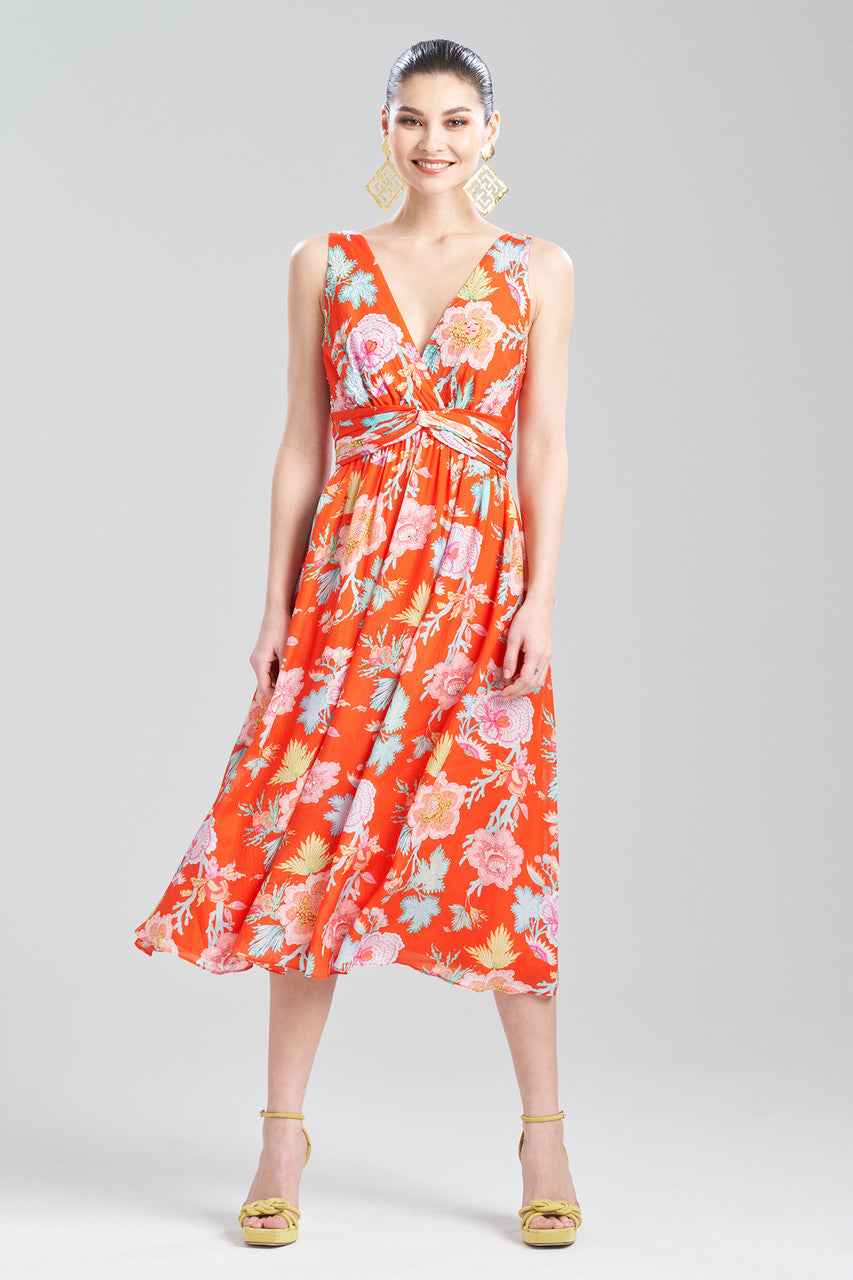 NATORI Buy Amanpulo Obi Silk Beaded Dress in Paradise Orange Online