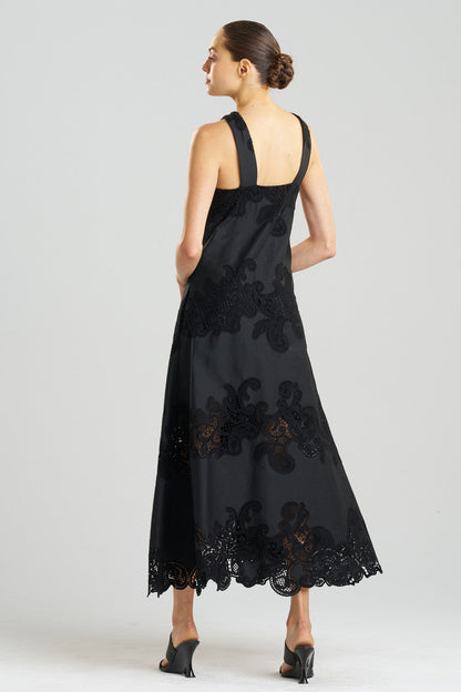 NATORI Buy Madeira Cutwork Embroidered Halter Dress in Black Online