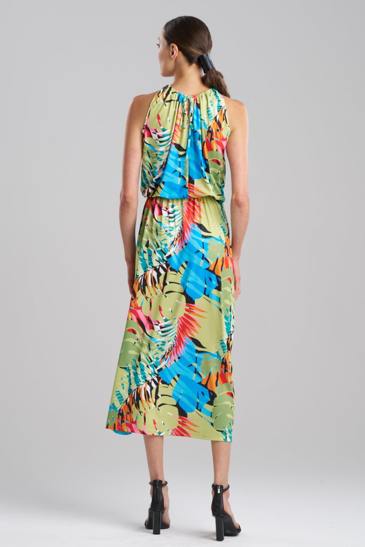 NATORI Palms Slinky Knit Halter Maxi Dress