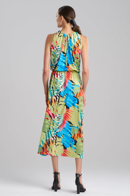 NATORI Palms Slinky Knit Halter Maxi Dress