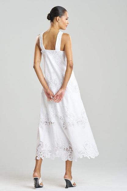 NATORI Buy Madeira Cutwork Embroidered Halter Dress in White Online