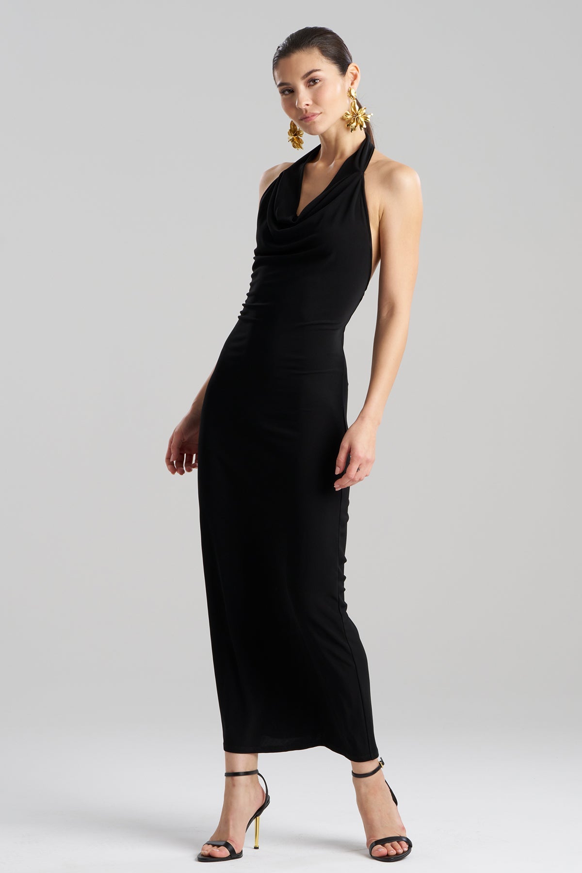 NATORI Matte Jersey Halter Maxi Dress