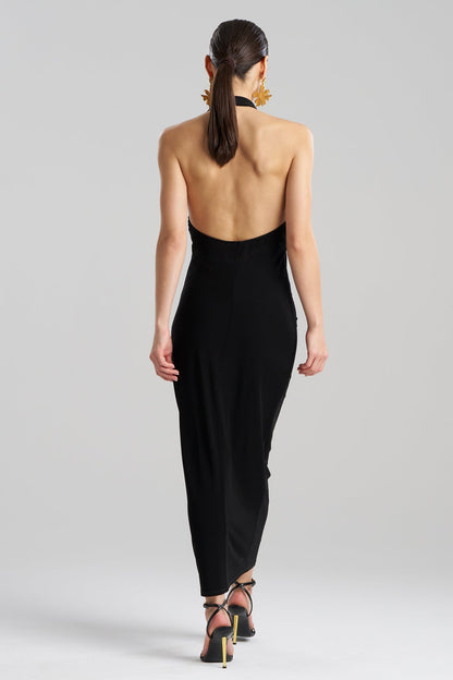 NATORI Matte Jersey Halter Maxi Dress