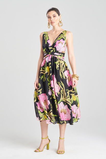 NATORI Buy Shinjo Obi Silk Midi Dress in Black Multi Online
