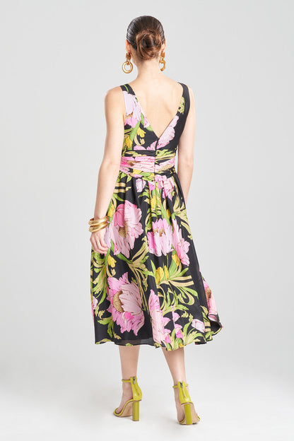 NATORI Buy Shinjo Obi Silk Midi Dress in Black Multi Online
