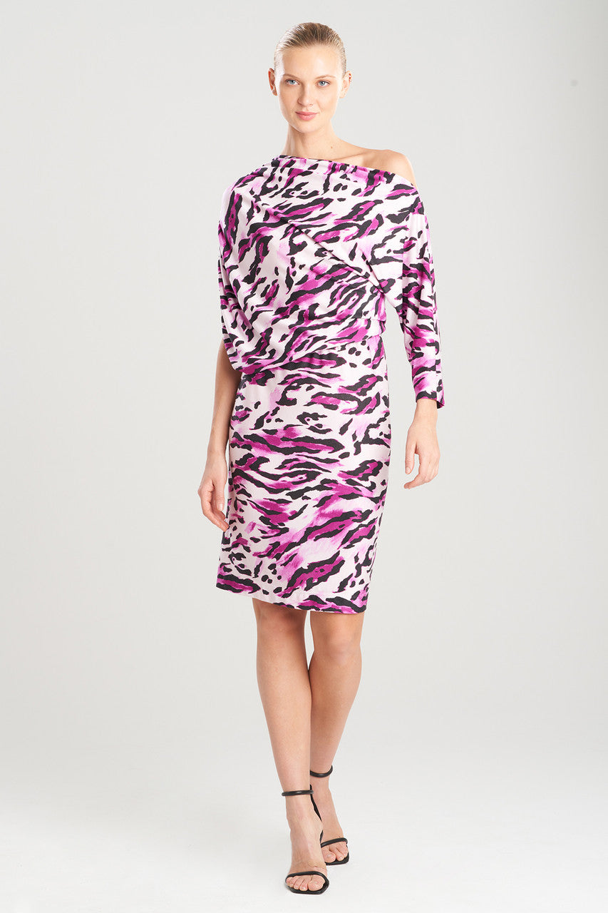 NATORI Buy Lynx TENCEL™ Jersey Asymmetrical Drape Dress in Magenta Online