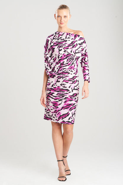 NATORI Buy Lynx TENCEL™ Jersey Asymmetrical Drape Dress in Magenta Online