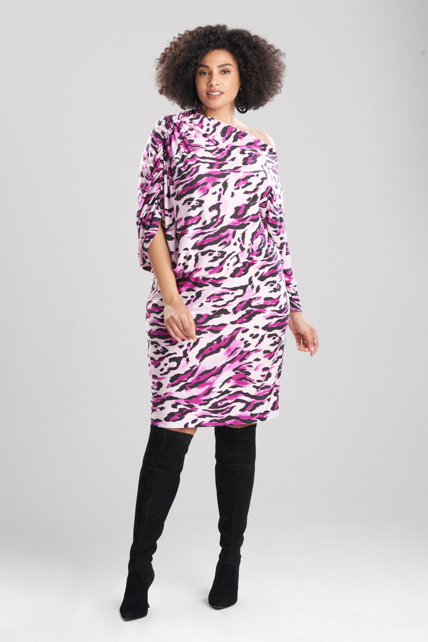 NATORI Buy Lynx TENCEL™ Jersey Asymmetrical Drape Dress in Magenta Online