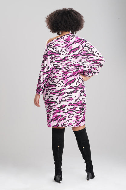 NATORI Buy Lynx TENCEL™ Jersey Asymmetrical Drape Dress in Magenta Online