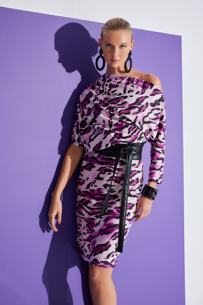 NATORI Buy Lynx TENCEL™ Jersey Asymmetrical Drape Dress in Magenta Online