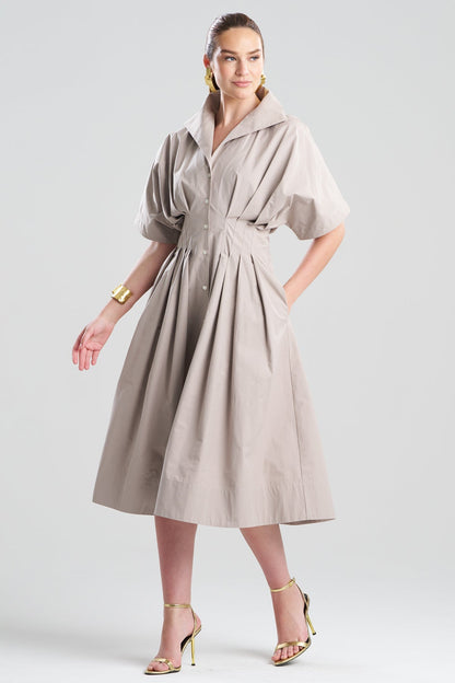 NATORI Tech Cotton Taffeta Collar Dress