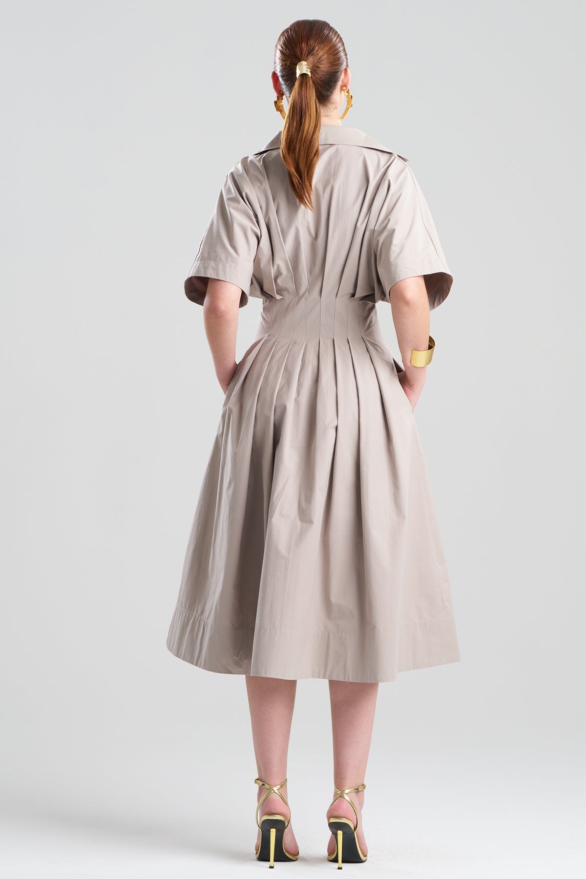 NATORI Tech Cotton Taffeta Collar Dress