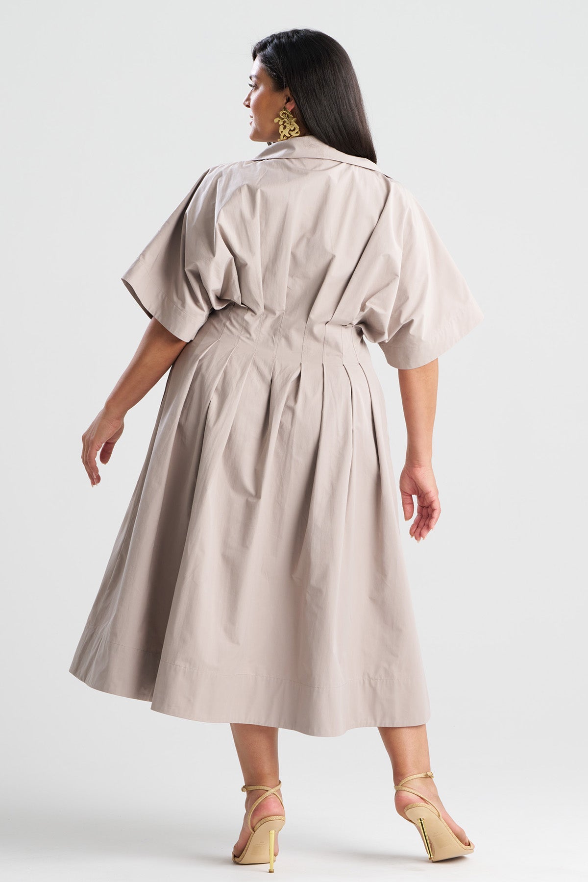 NATORI Tech Cotton Taffeta Collar Dress