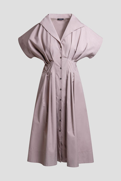 NATORI Tech Cotton Taffeta Collar Dress