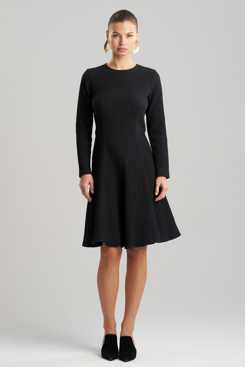 NATORI Buy Textured Cotton Jacquard Midi Dress in Black Online