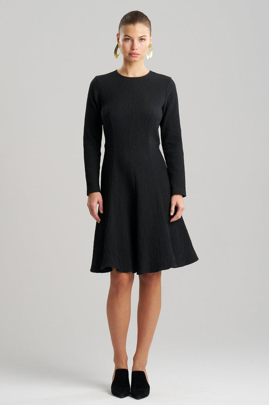 NATORI Buy Textured Cotton Jacquard Midi Dress in Black Online