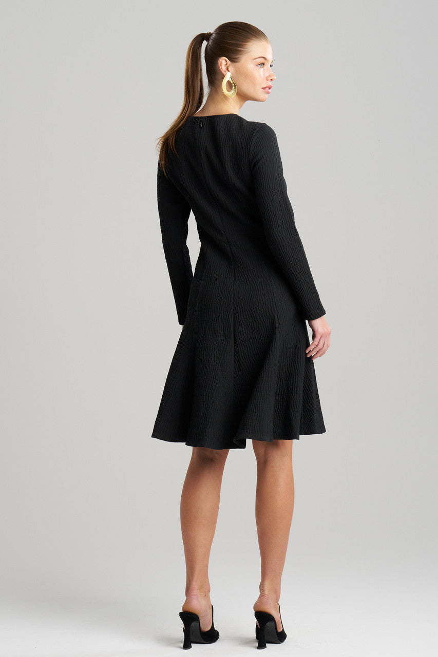 NATORI Buy Textured Cotton Jacquard Midi Dress in Black Online