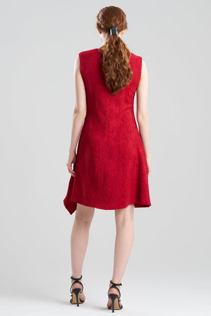 NATORI Botanic Textured Jacquard Sleeveless Side Drape Dress