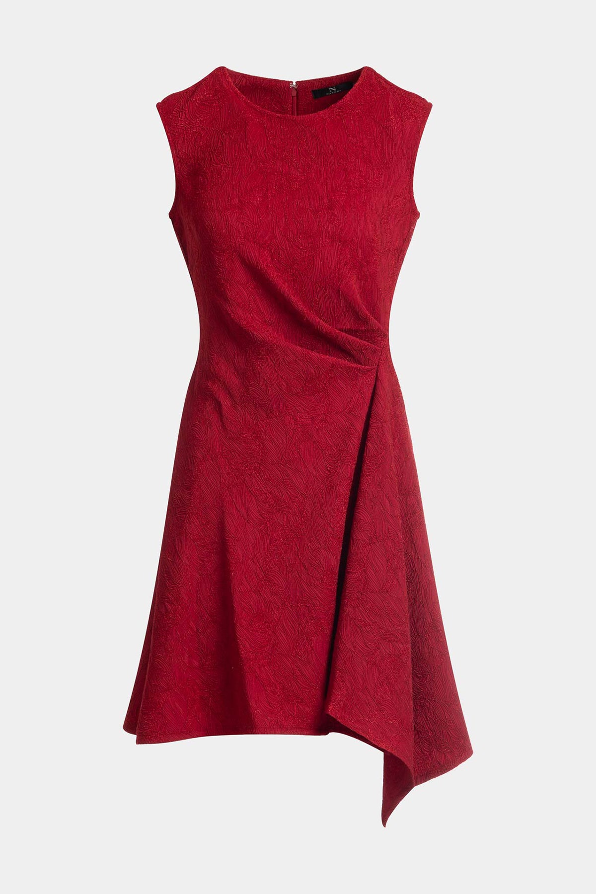 NATORI Botanic Textured Jacquard Sleeveless Side Drape Dress