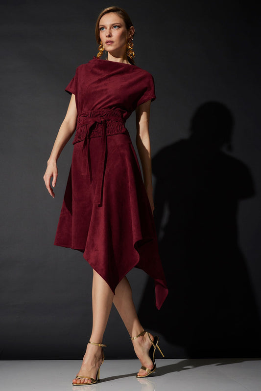 NATORI Vegan Luxe Suede Asymmetric Dress