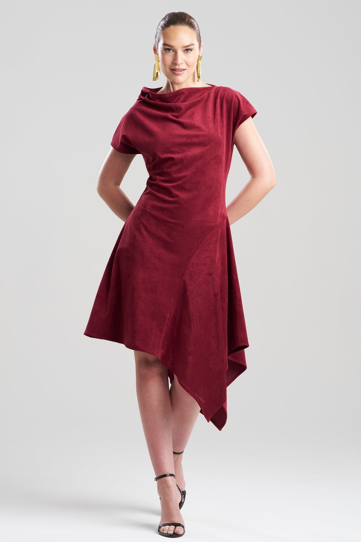 NATORI Vegan Luxe Suede Asymmetric Dress