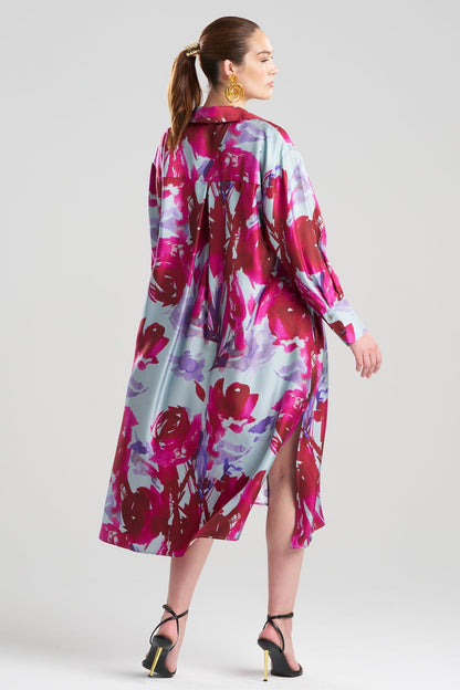 NATORI Mira Silk Twill Oversized Shirt Dress
