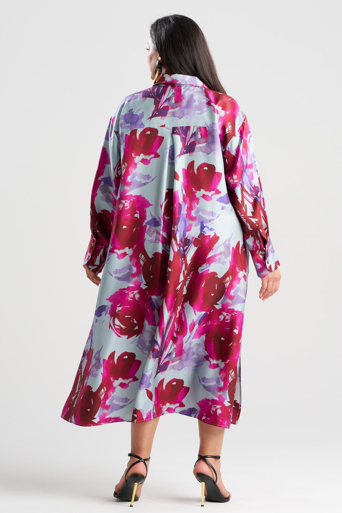 NATORI Mira Silk Twill Oversized Shirt Dress