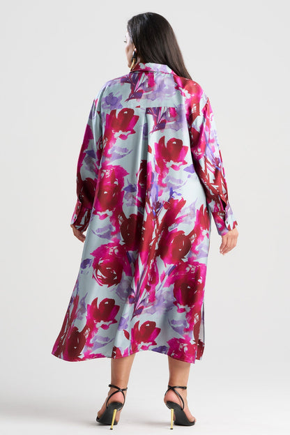 NATORI Mira Silk Twill Oversized Shirt Dress