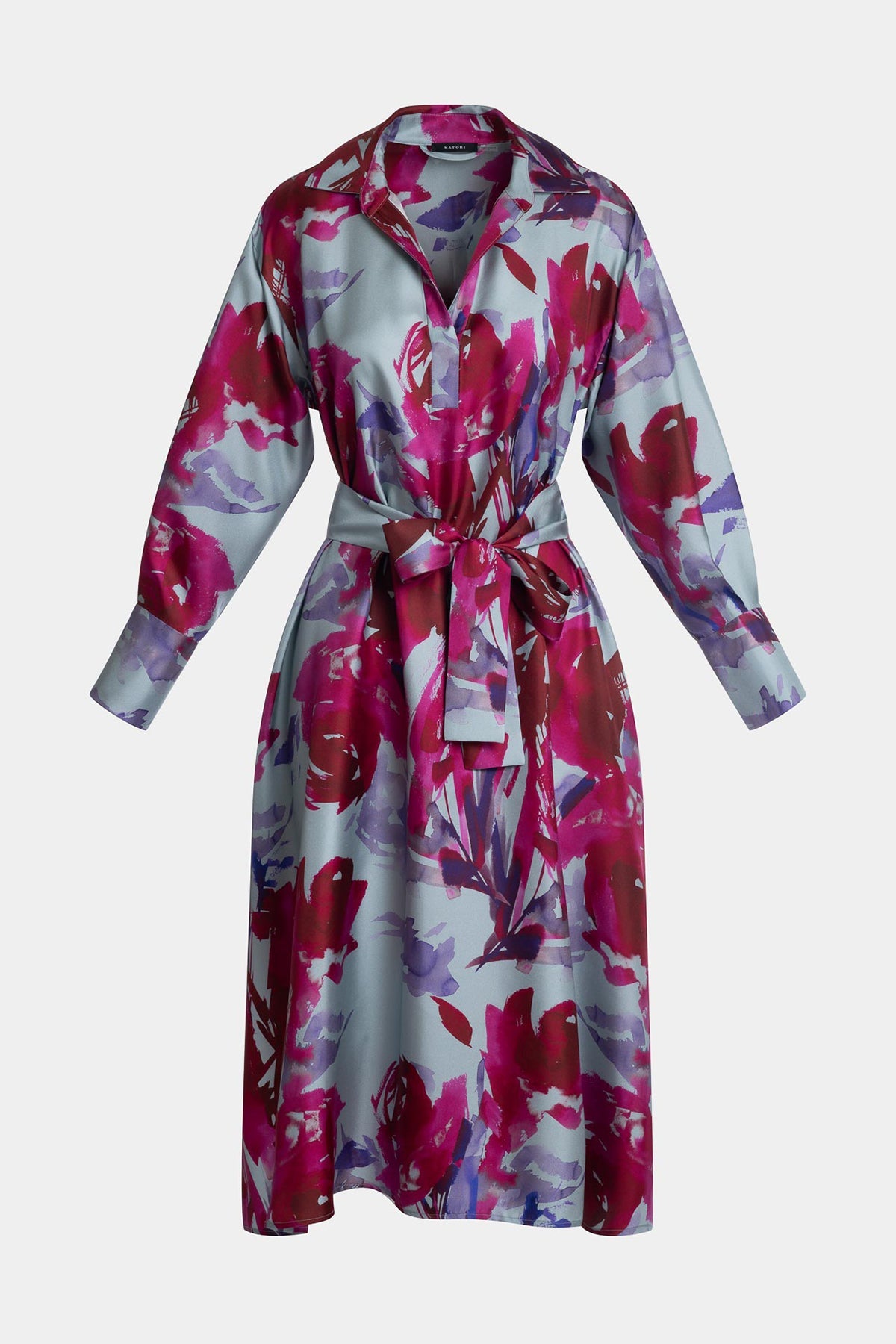 NATORI Mira Silk Twill Oversized Shirt Dress