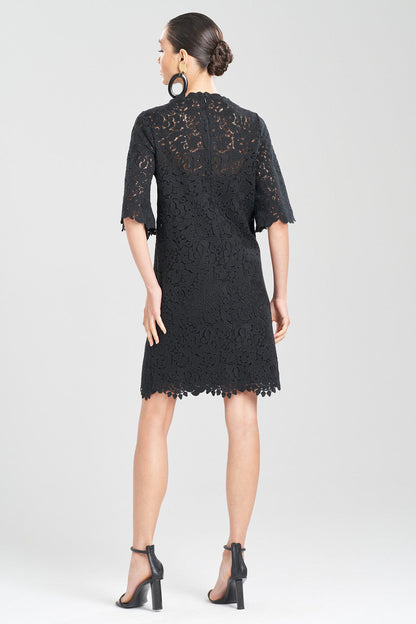 NATORI Buy Scroll Guipure Lace Dress in Black Online