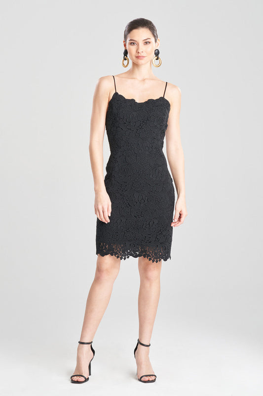 NATORI Buy Scroll Guipure Lace Cami Dress in Black Online