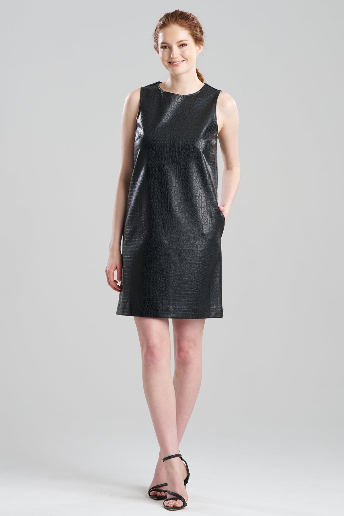 NATORI Faux Croc Leather Shift Dress