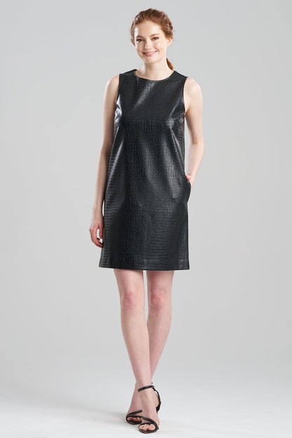 NATORI Faux Croc Leather Shift Dress