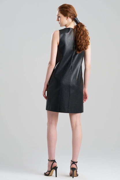 NATORI Faux Croc Leather Shift Dress