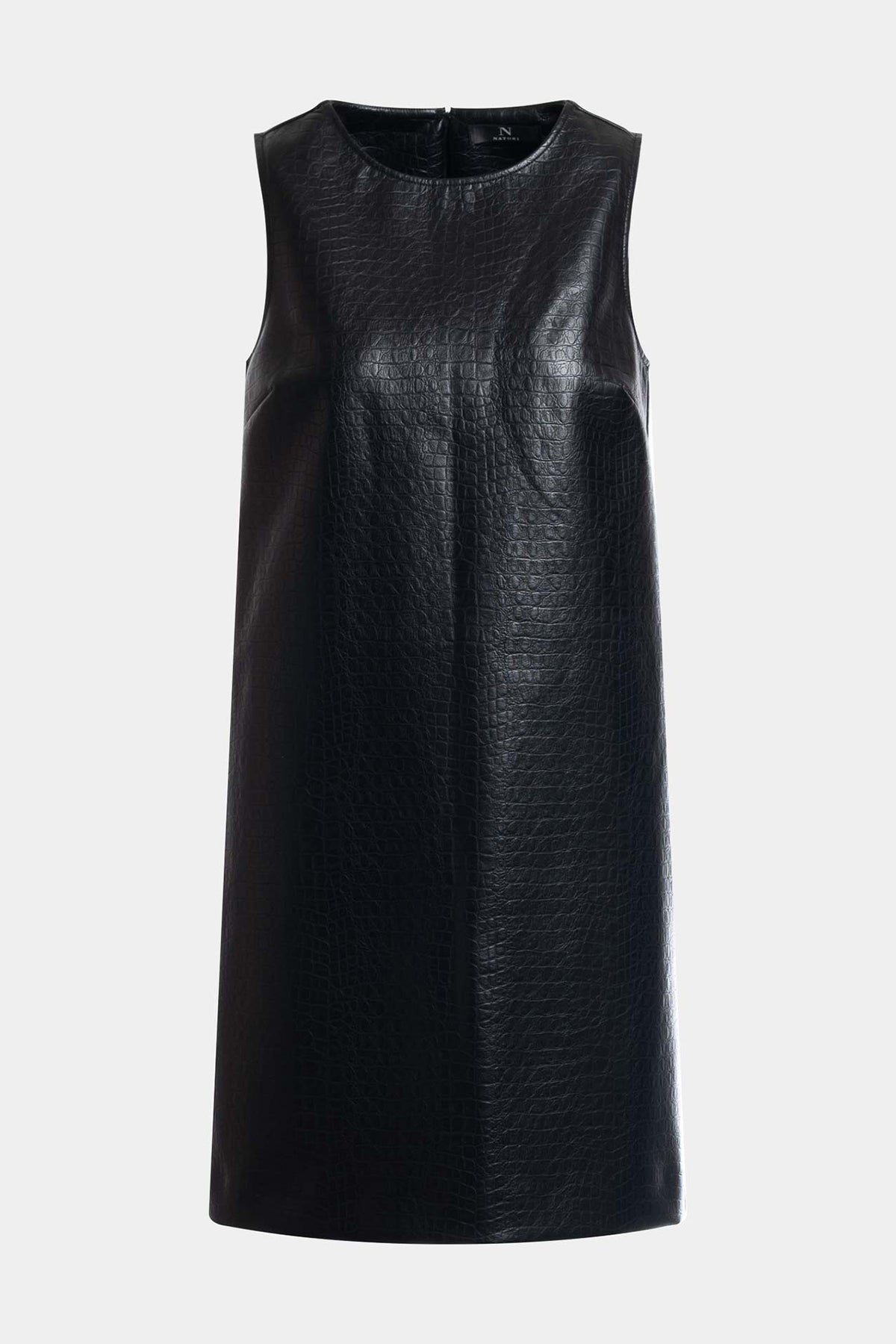 NATORI Faux Croc Leather Shift Dress
