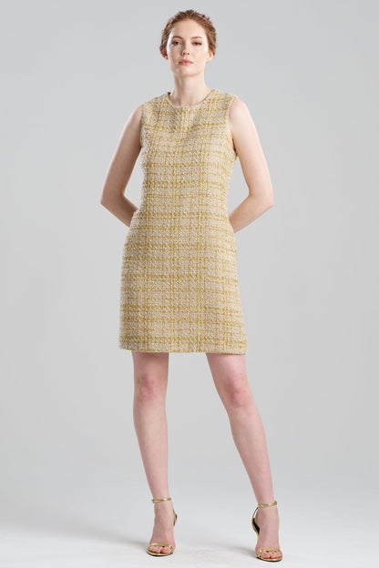 NATORI Sparkle Tweed Sleeveless Shift Dress